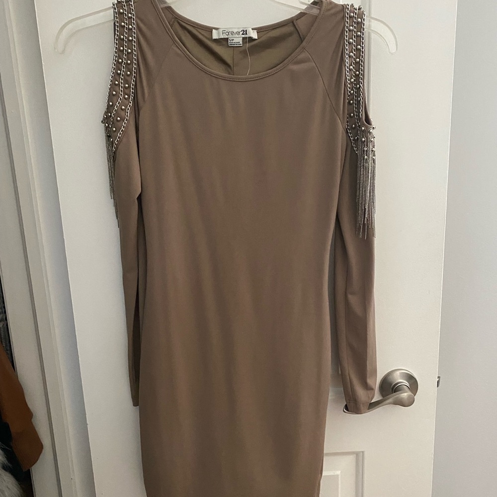Forever 21 tan silver studded dress